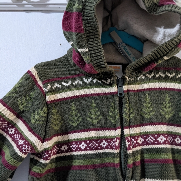 Gymboree Hooded Sweater 12-18 Months Green Jacket Christmas Vibe - Picture 2 of 8